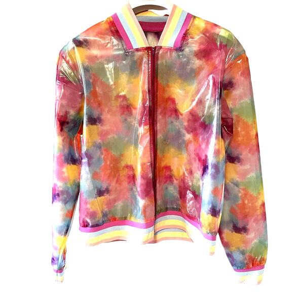 Rainbow Vinyl Bomber Jacket - Size M/L - Picture 1 of 5